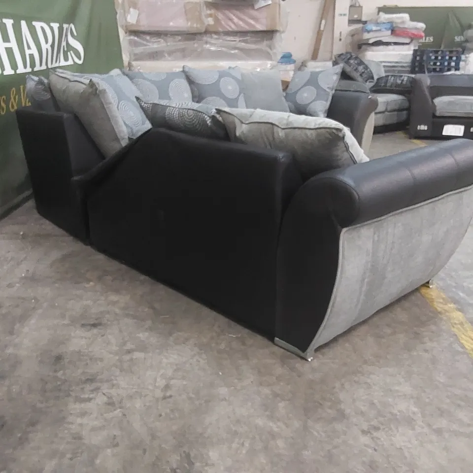 QUALITY DESIGNER UPHOLSTERED CORNER SOFA - GREY & BLACK