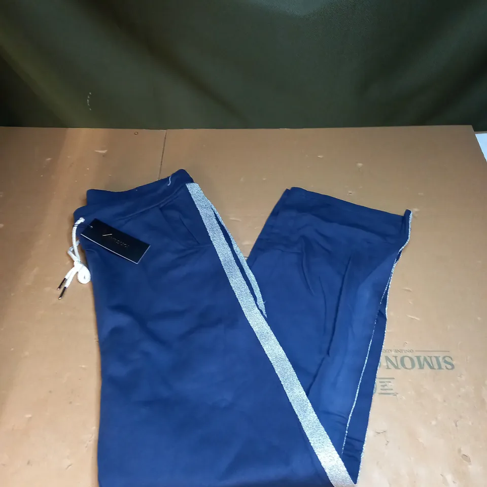 KINTSUGI NAVY JOGGERS WITH SILVER SIDE SEAM SIZE 12