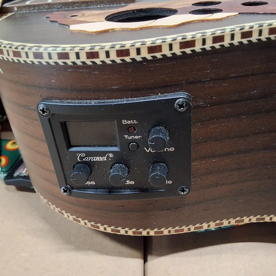 CARAMEL ACOUSTIC-ELECTRIC GUITAR WITH BUILT-IN PICKUP SYSTEM