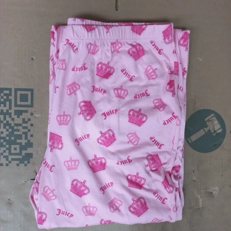 JUICY COURTURE QUEEN'S CROWN PYJAMA BOTTOMS IN PINK SIZE LARGE