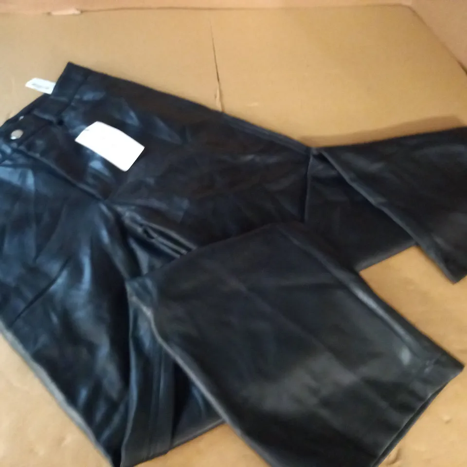 STRADIVARIUS BLACK PU TROUSERS - UK 10