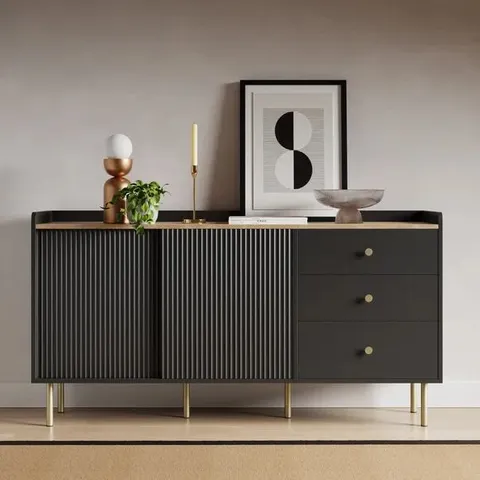BOXED GEORGI WIDE SIDEBOARD - BLACK (2 BOXES)
