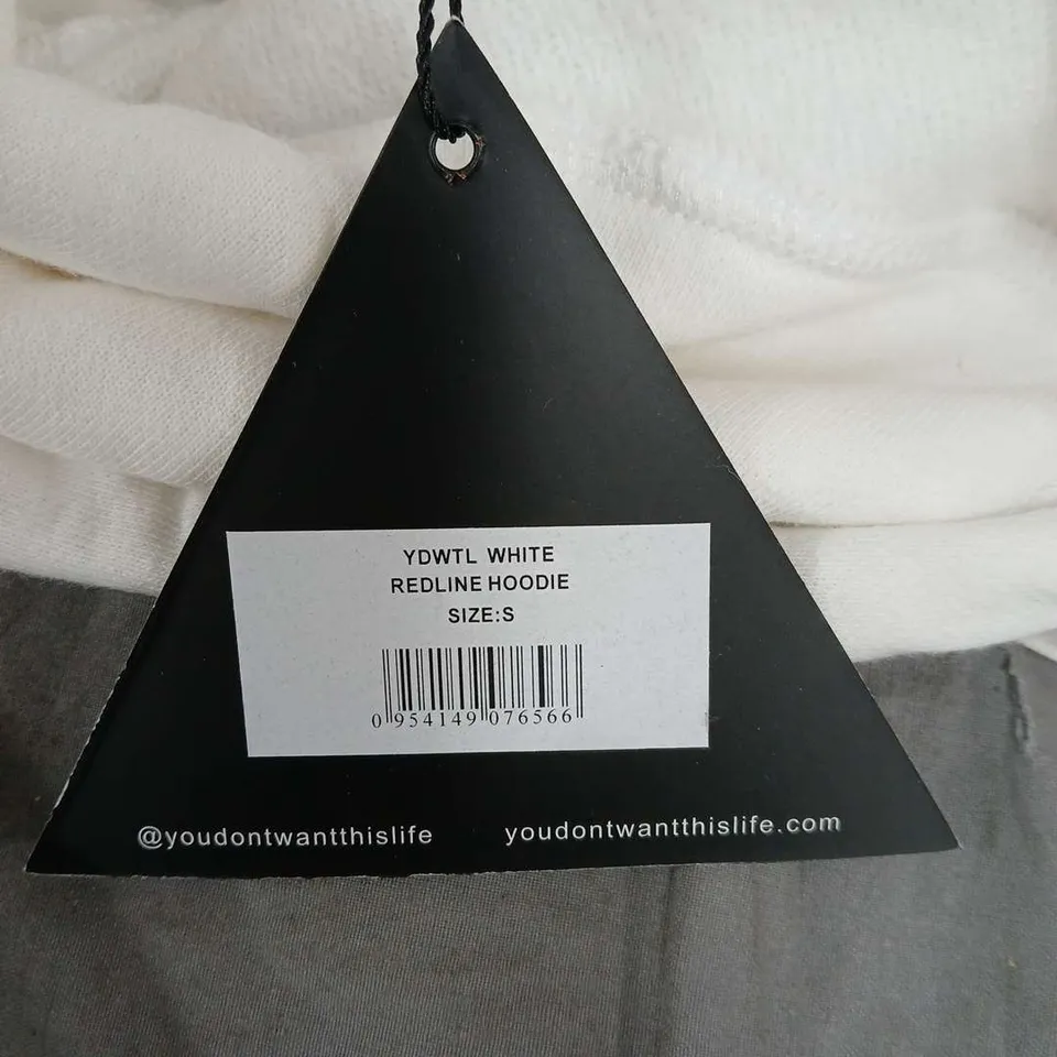 YOU DON'T WANT THIS LIFE REDLINE HOODIE – WHITE, SIZE S