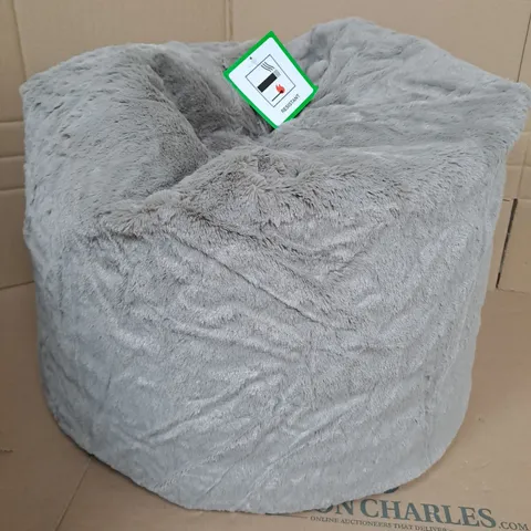 grey faux fur beanbag