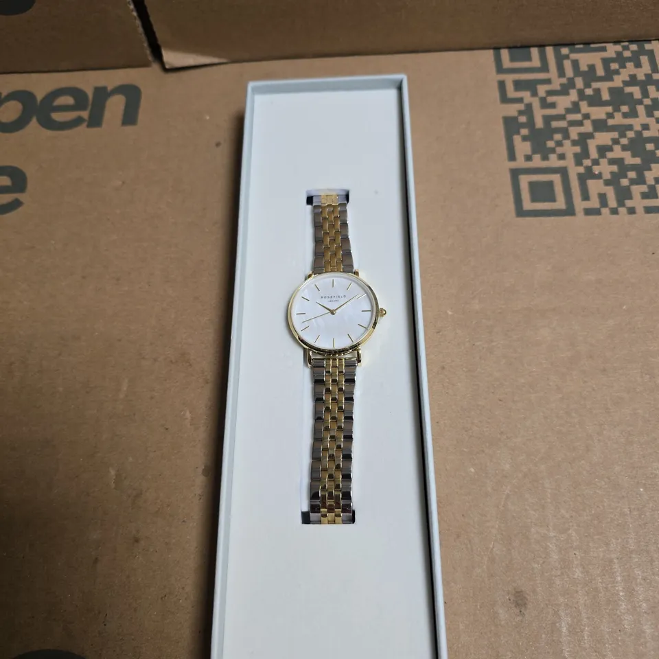 ROSEFIELD TWO-TONE BRACELET WATCH – WHITE DIAL, BOXED