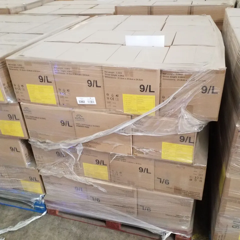 PALLET CONTAINING APPROXIMATELY 560 INTCO VINYL GLOVES 100PK LARGE