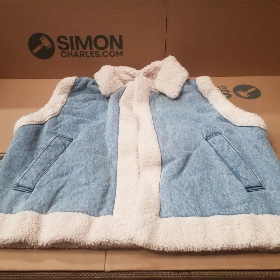 BOX CONTAINING APPROXIMATELY 5 BRAND NEW SIMPLY BE BLUE REGULAR SLEEVELESS DENIM GILETS - SIZE 22