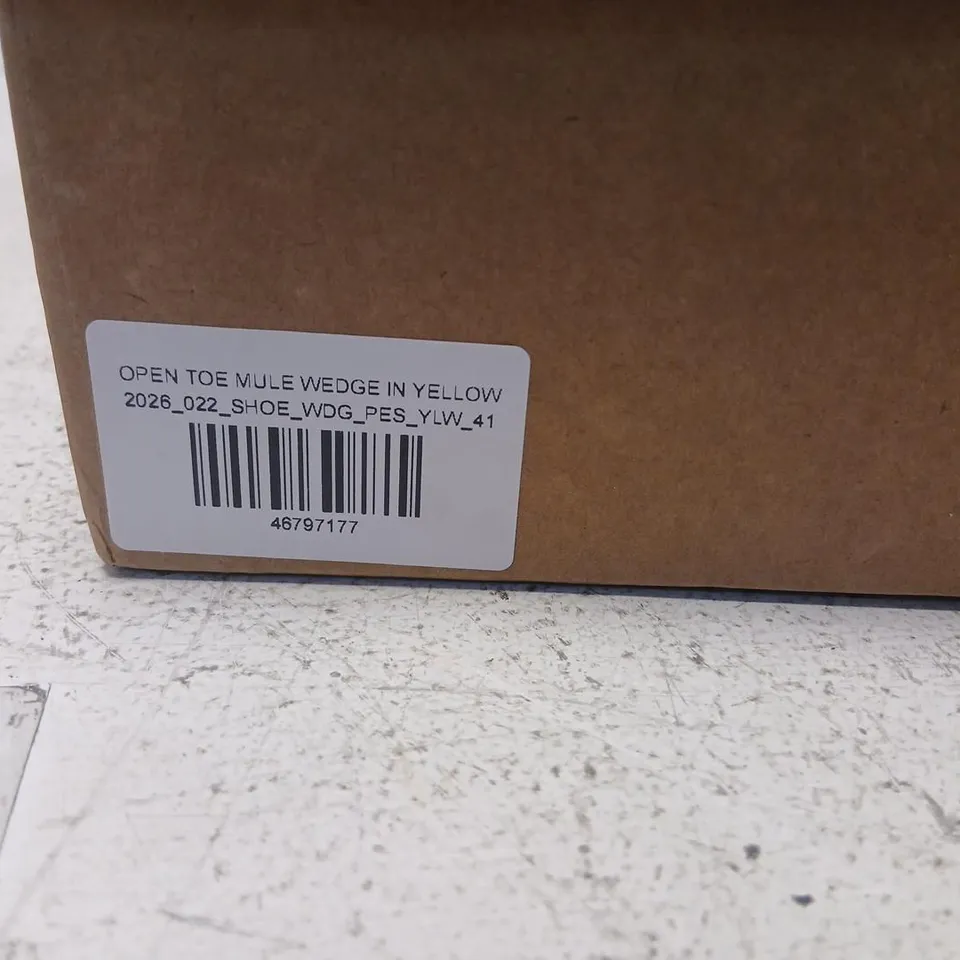 NIIHAI YELLOW OPEN-TOE MULE WEDGE HEELS – UK 8 (EU 41) (BOXED)