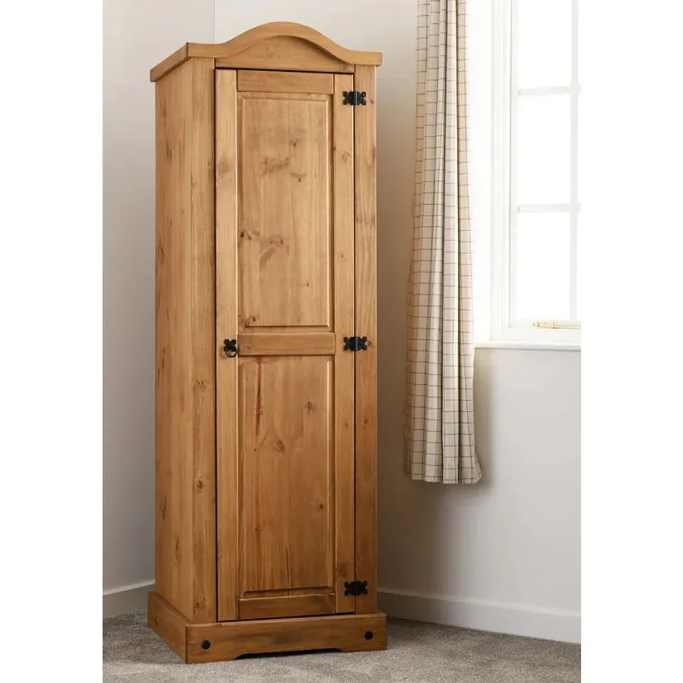 BOXED BRUCE 1 DOOR SOLID WOOD WARDROBE