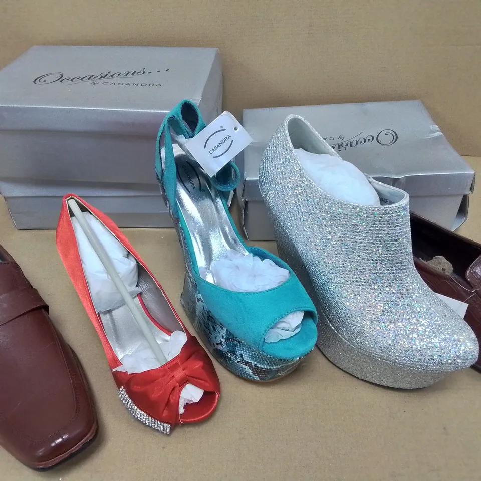 LOT OF 10 ASSORTED PAIRS OF SHOES TO INCLUDE CASANDRA AND CARROU - VARIOUS SIZES