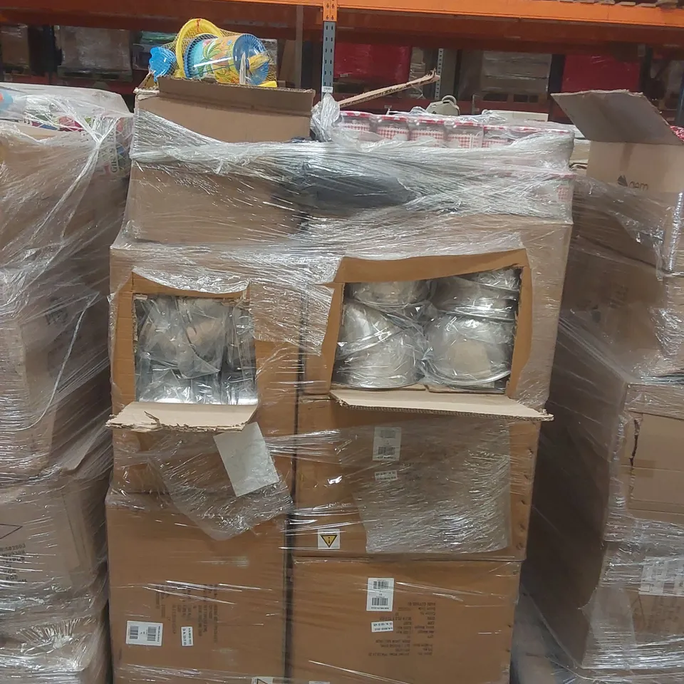 PALLET TO CONTAINING A VERY LARGE QUANTITY OF ASSORTED ITEMS INCLUDING: MIXING BOWLS, GLASS JARS ECT