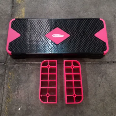 BOXED ACTIVEFOREVER 68CM ADJUSTABLE WORKOUT AEROBIC STEPPER WITH 2 ADJUSTABLE STEP LEVELS - PINK