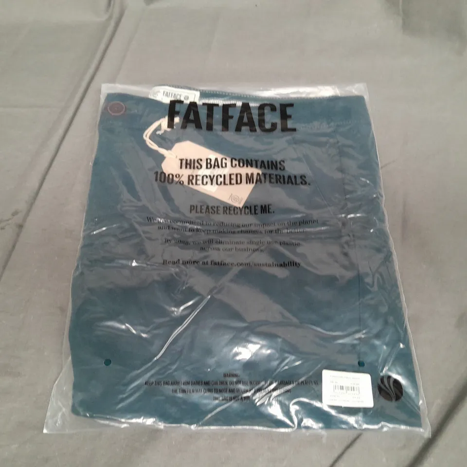 BAGGED FATFACE FALMOUTH CHINO SHORTS IN TEAL BLUE - UK 16