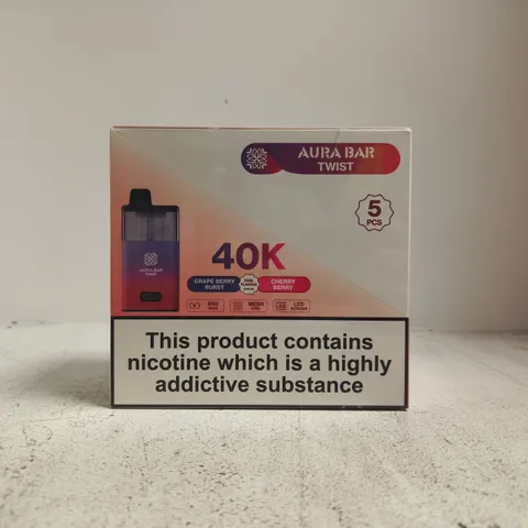 AURA BAR TWIST DUAL FLAVOUR VAPE KIT – BOXED, 5 PIECES (40K)
