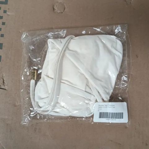 BAGGED TOCO HAVANA TOP - COCONUT HALTER CROSS BACK TOP IN IVORY SIZE XL