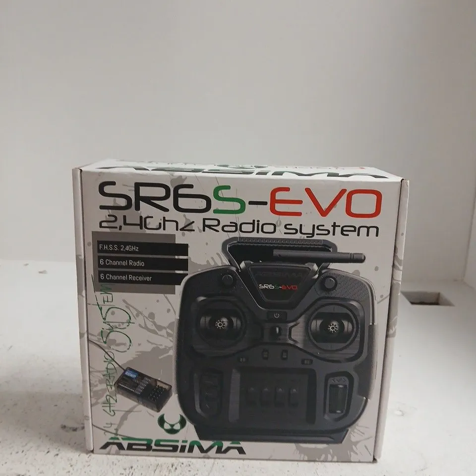 ABSIMA SR6S-EVO 2.4GHZ RADIO SYSTEM – 6-CHANNEL RC TRANSMITTER & RECEIVER, BOXED