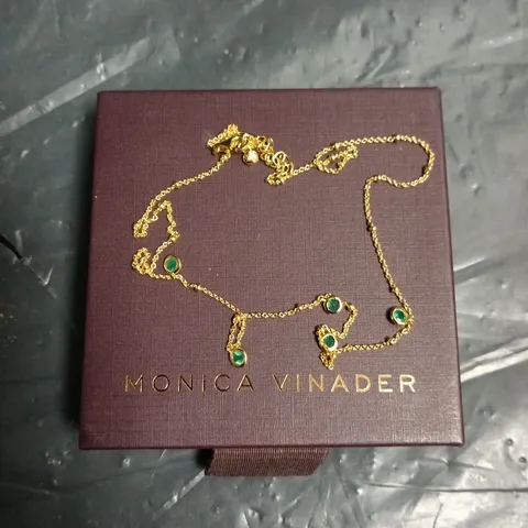 MONICA VINADER GOLD-TONE NECKLACE WITH EMERALD-GREEN STONES