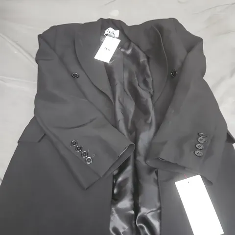 BOA STRUCTURED DOUBLE-BREASTED HOURGLASS COAT – BLACK, UK SIZE S