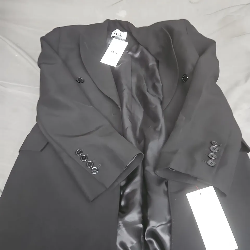 BOA STRUCTURED DOUBLE-BREASTED HOURGLASS COAT – BLACK, UK SIZE S