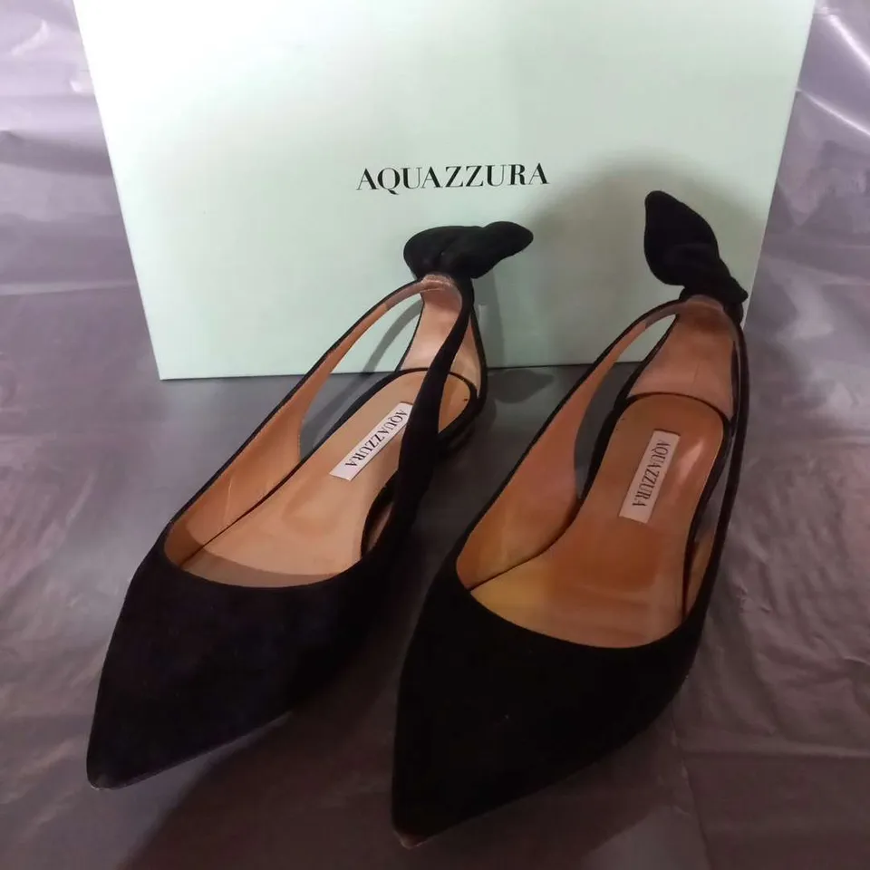 BOXED AQUAZZURA BOW TIE BALLET BLACK SUEDE SIZE 36