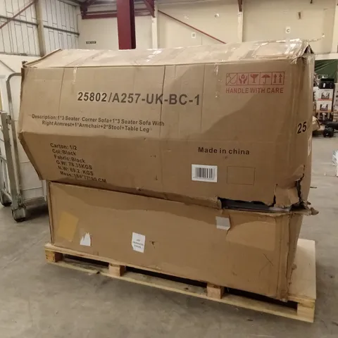 PALLET OF ASSORTED INCOMPLETE FURNITURE PARTS AND PIECES 