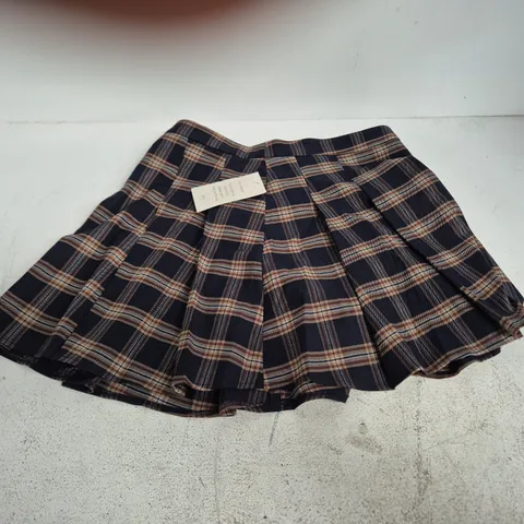 NOBODY'S CHILD NAVY PLAID PLEATED MINI SKIRT β UK 10