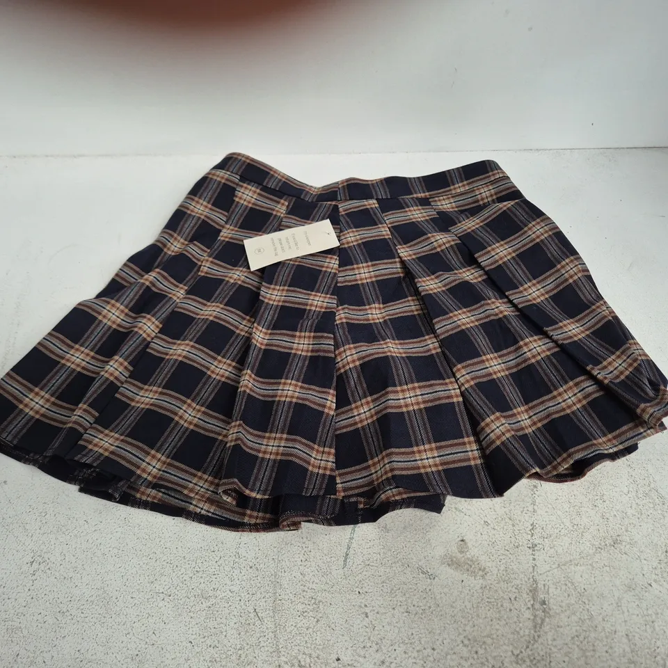 NOBODY'S CHILD NAVY PLAID PLEATED MINI SKIRT – UK 10