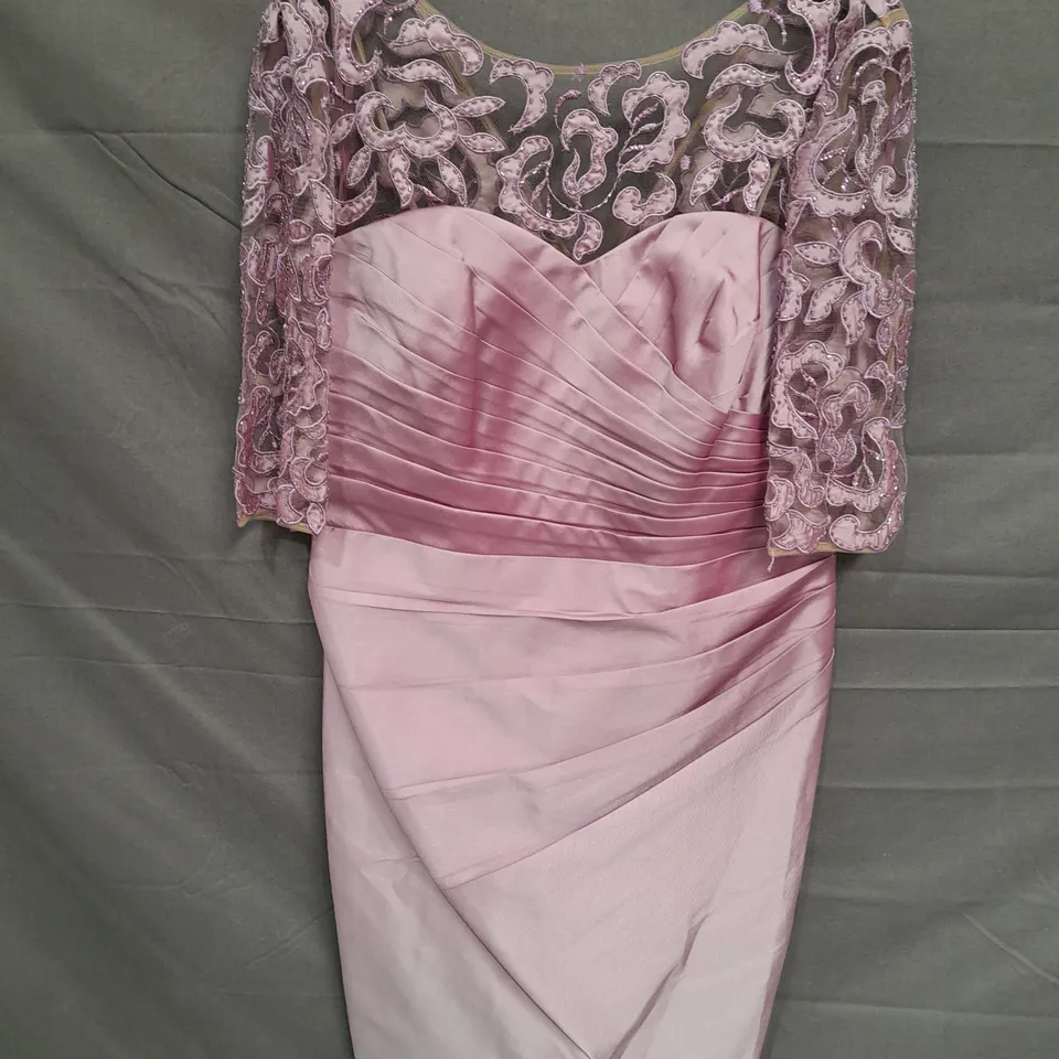 JOHN CHARLES PINK LACE EMBELLISHED DRESS IN PINK - 14 