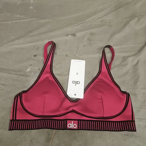 Alo Yoga Pink & Black Sports Bra – Size S