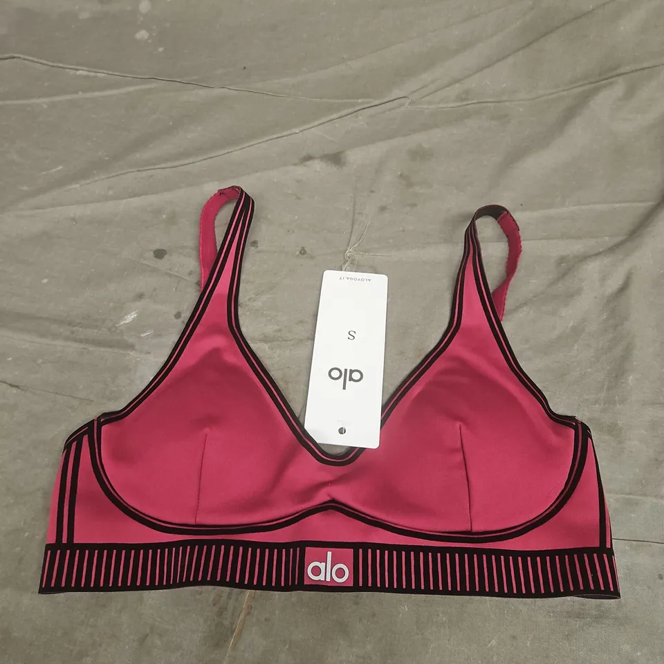 Alo Yoga Pink & Black Sports Bra – Size S