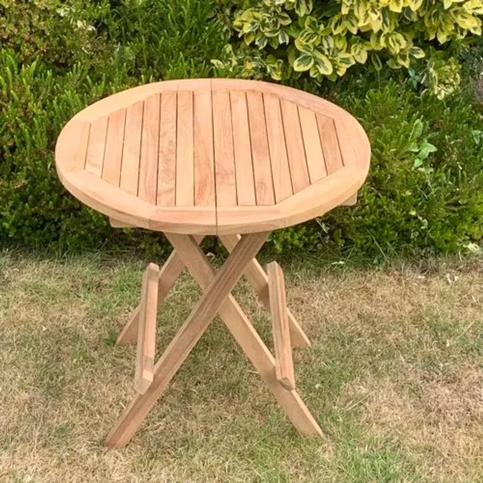 BOXED JOWERS FOLDING TEAK BISTRO TABLE