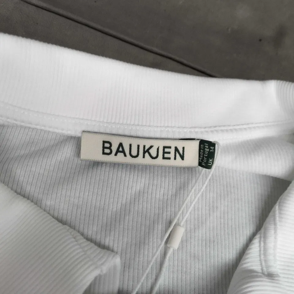 BAUKJEN FERN ORGANIC COTTON COLLAR TOP IN WHITE - SIZE 14