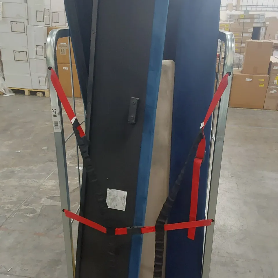 CAGE OF ASSORTED UPHOLSTERED BED FRAME PARTS