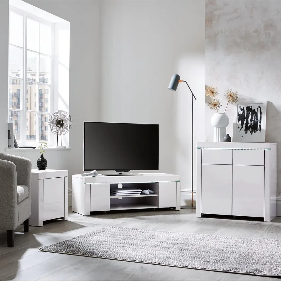 ATLANTIC GLOSS CORNER TV UNIT WITH LED LIGHT - COLLECTION ONLY RRP £179