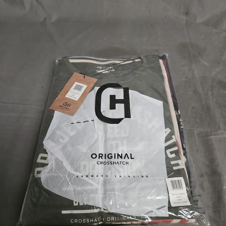 PACK OF 5 ASSORTED CROSSHATCH TEE'S - SIZE LARGE