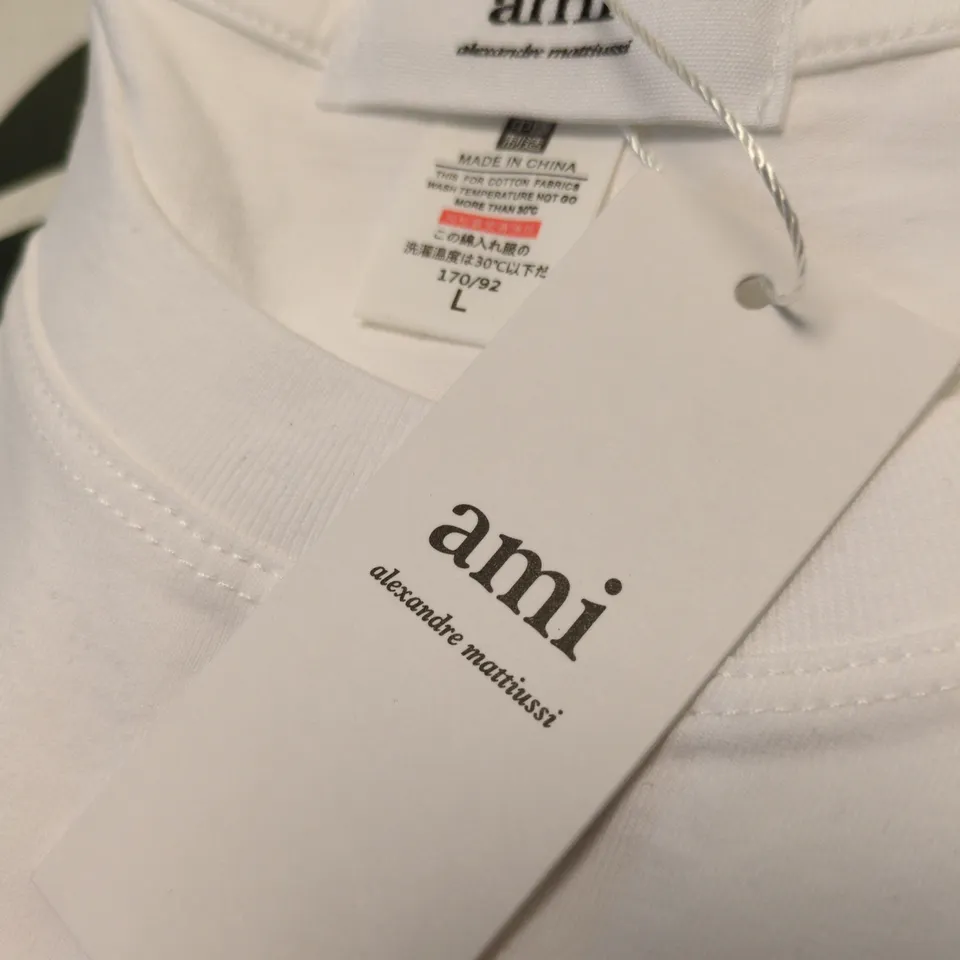 AMI ALEXANDRE MATTIUSSI WHITE T-SHIRT – MEN'S L