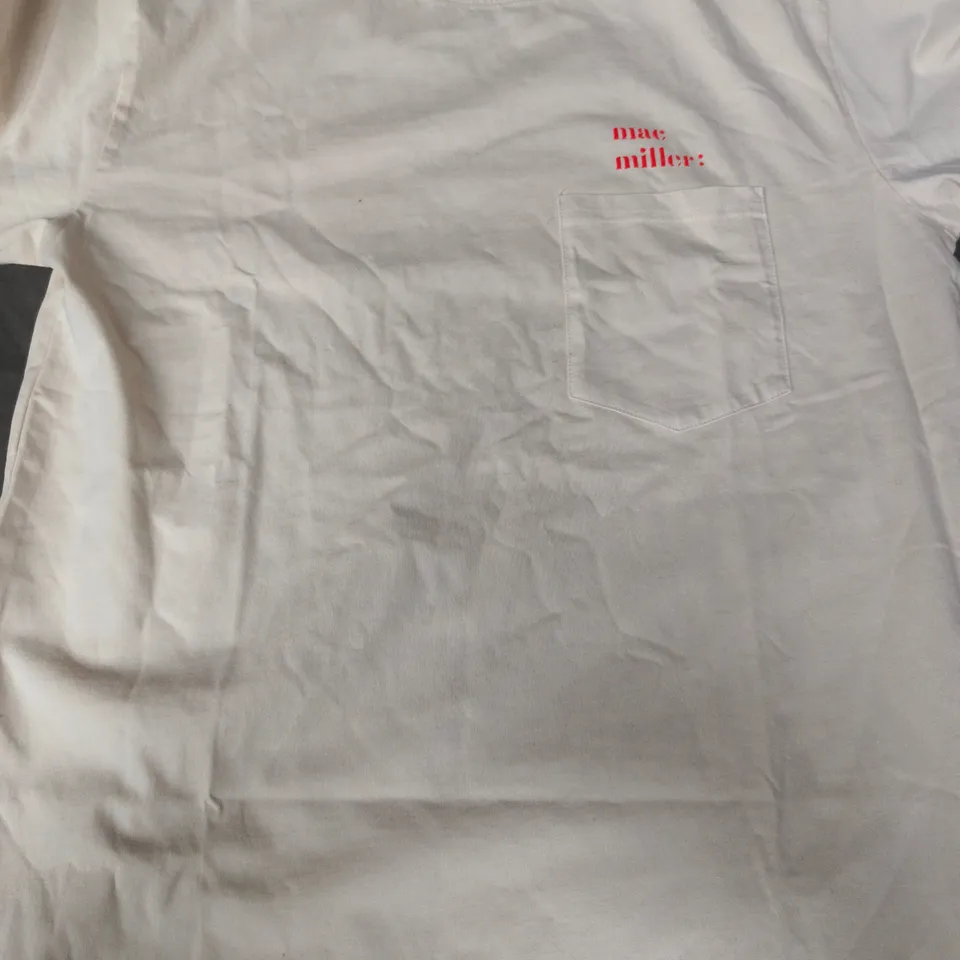 MAC MILLER I LOVE LIFE THANK YOU T-SHIRT IN CREAM SIZE MEDIUM