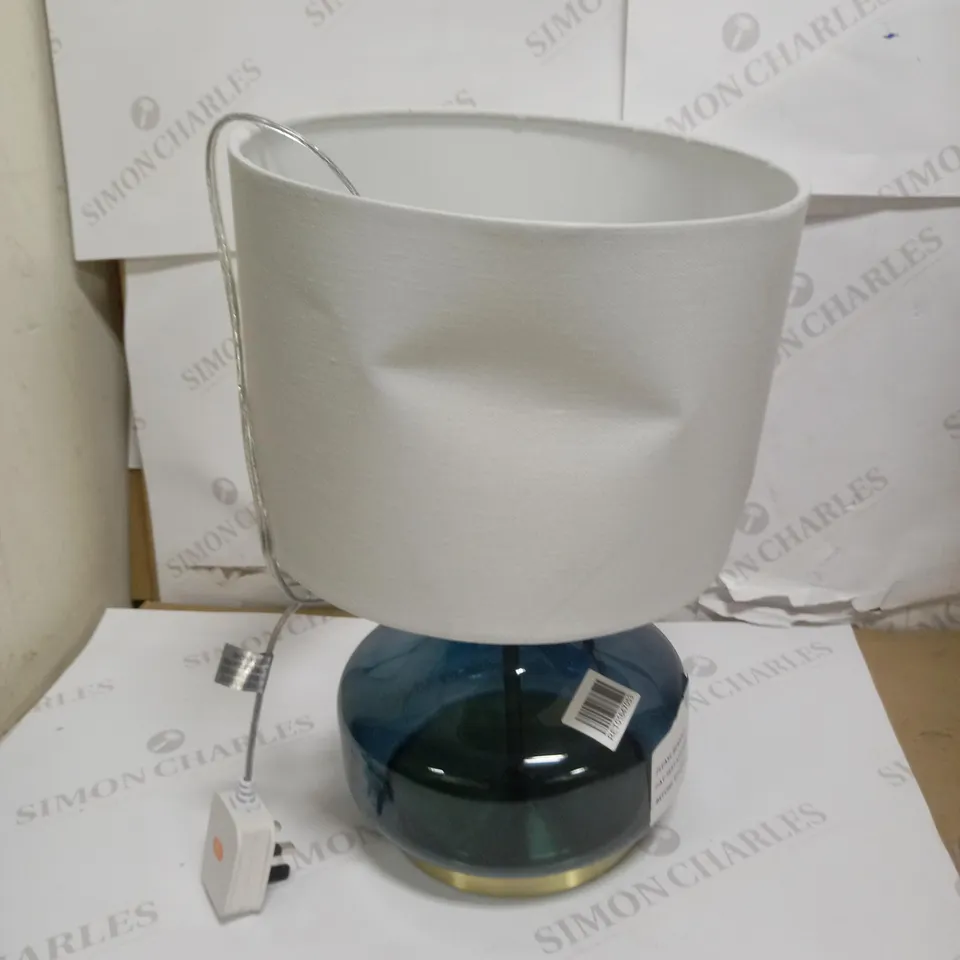 JOHN LEWIS ATLEY GLASS TABLE LAMP, TURQUOISE