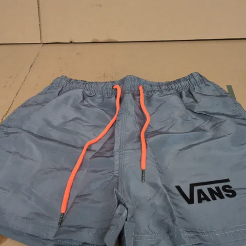 VANS GREY SWIM SHORTS WITH NEON ORANGE DRAWSTRINGS, SIZE S