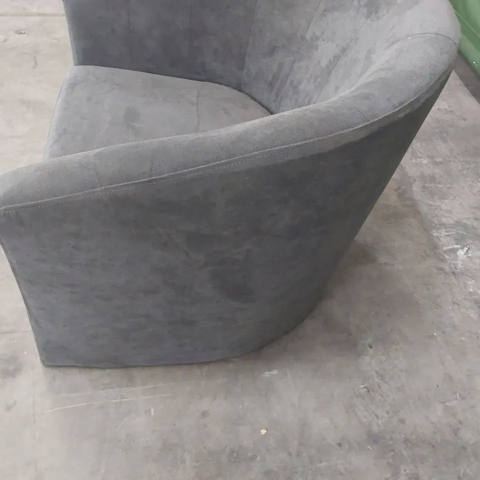 DESIGNER GREY FABRIC TUB CHAIR