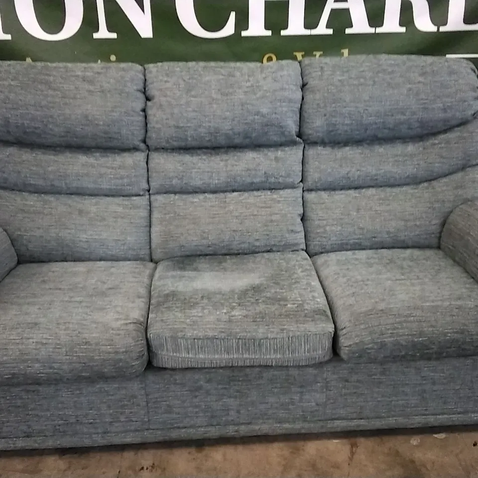 QUALITY BRITISH DESIGNED & MANUFACTURED G PLAN MALVERN 3 SEATER SOFA WAFFLE MARINE FABRIC