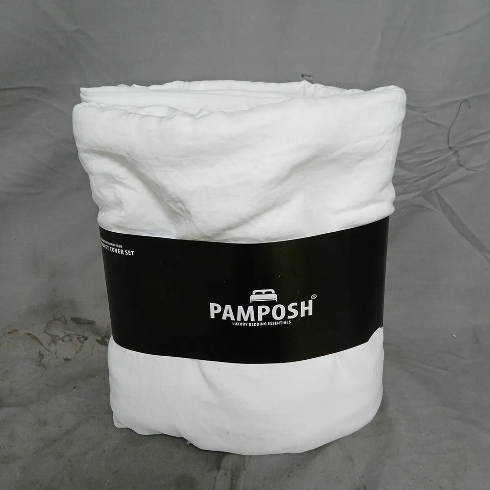 PAMPOSH DUVET COVER SET IN WHITE - SUPER KING