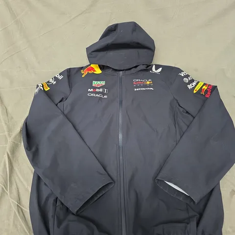 CASTORE RED BULL RACING JACKET – NAVY HOODED WINDBREAKER, UK M (EUR M, USA M