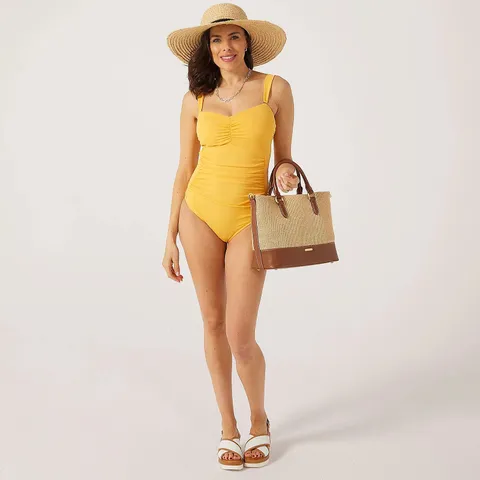 RUTH LANGSFORD HOLIDAY SHOP BANDEAU SWIMSUIT MANGO SIZE 14