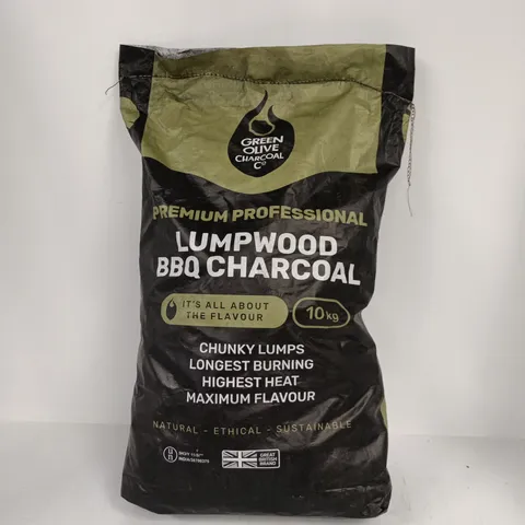 GREEN OLIVCE 10KG PACK OF LUMPWOOD CHARCOAL