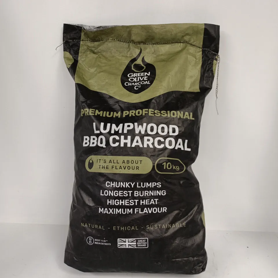 GREEN OLIVCE 10KG PACK OF LUMPWOOD CHARCOAL