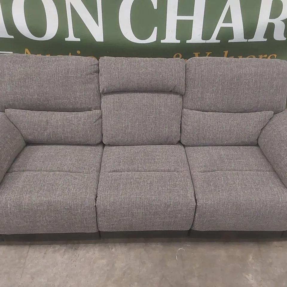 QUALITY DESIGNER SANTORI 3 SEATER FABRIC UPHOLSTERED MANUAL RECLINER SOFA