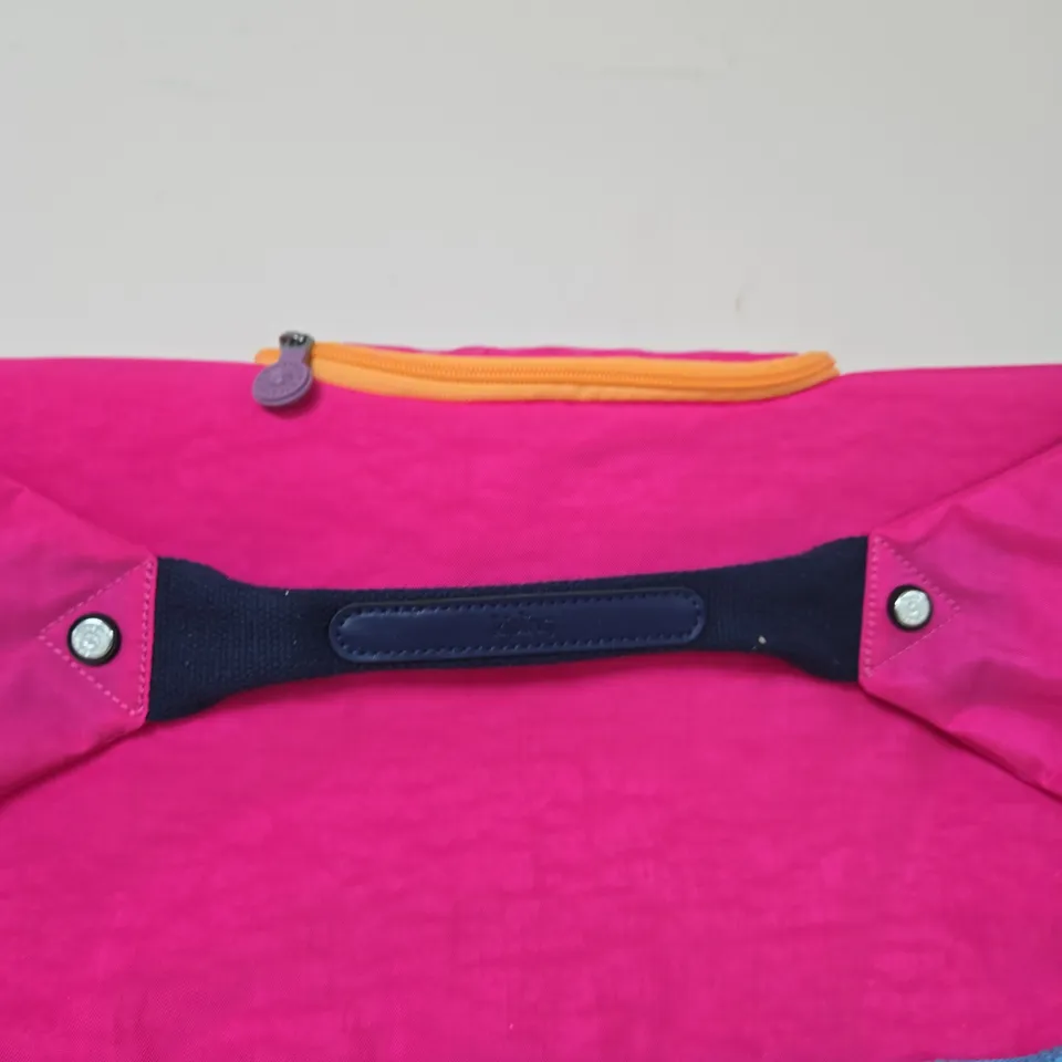 KIPLINGS' ROLLING BACKPACK – PINK & ORANGE WITH MONKEY CHARM