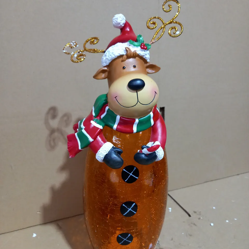 FESTIVE PRE-LIT LARGE GLASS CHRISTMAS CHARACTER - REINDEER