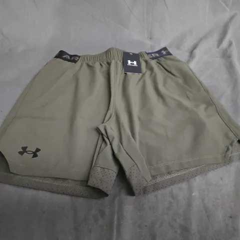 UNDER ARMOUR OLIVE GREEN MEN'S ATHLETIC SHORTS - SIZE M